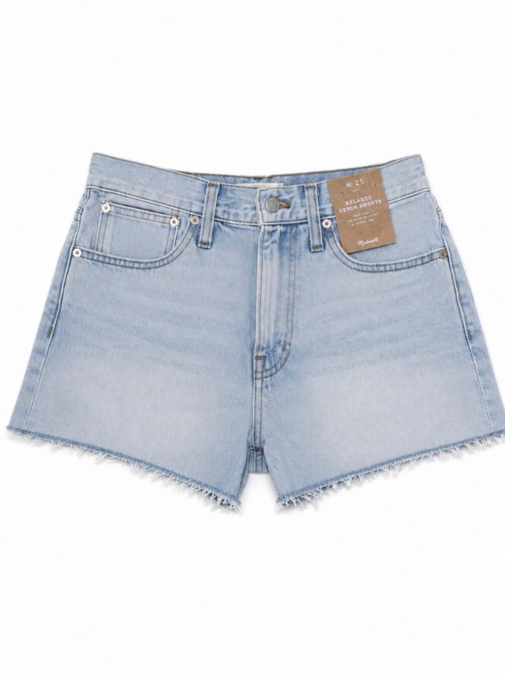 NWT Madewell Relaxed Denim Shorts 25 Light Wash Mid Rise Raw Hem